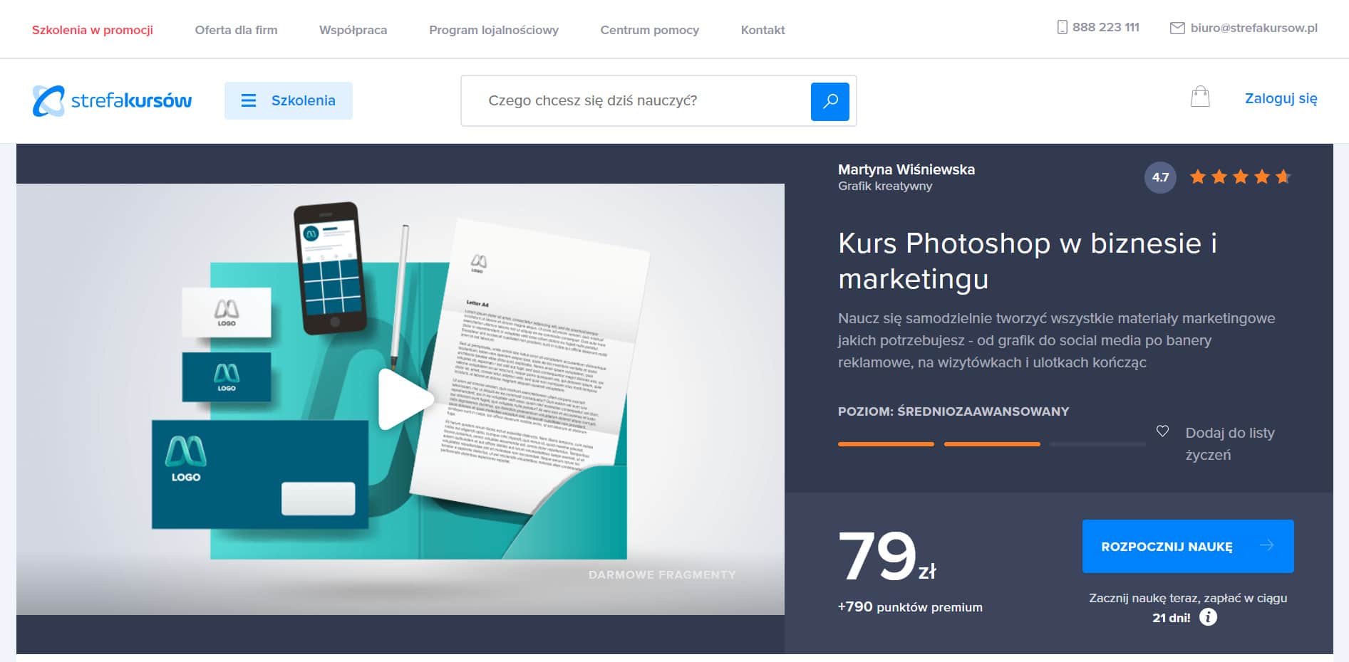 Strefa Kursów - Photoshop w biznesie i marketingu