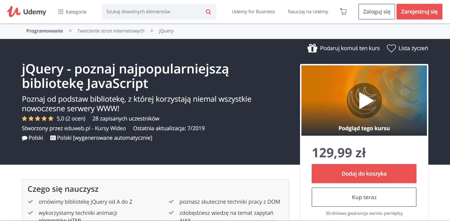 Udemy JavaScript poznaj jQuery